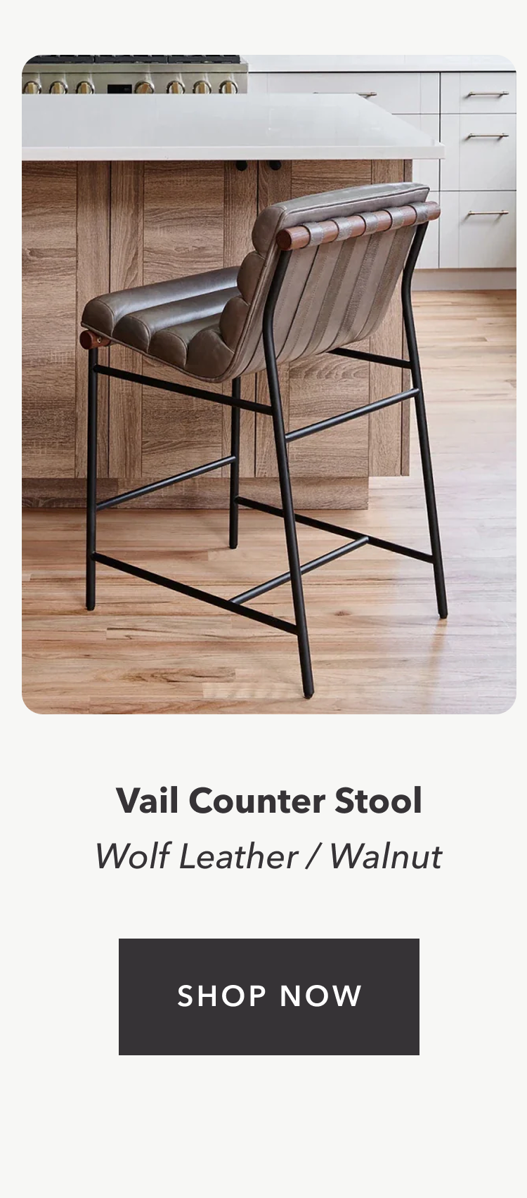 Vail Counter Stool Wolf Leather / Walnut