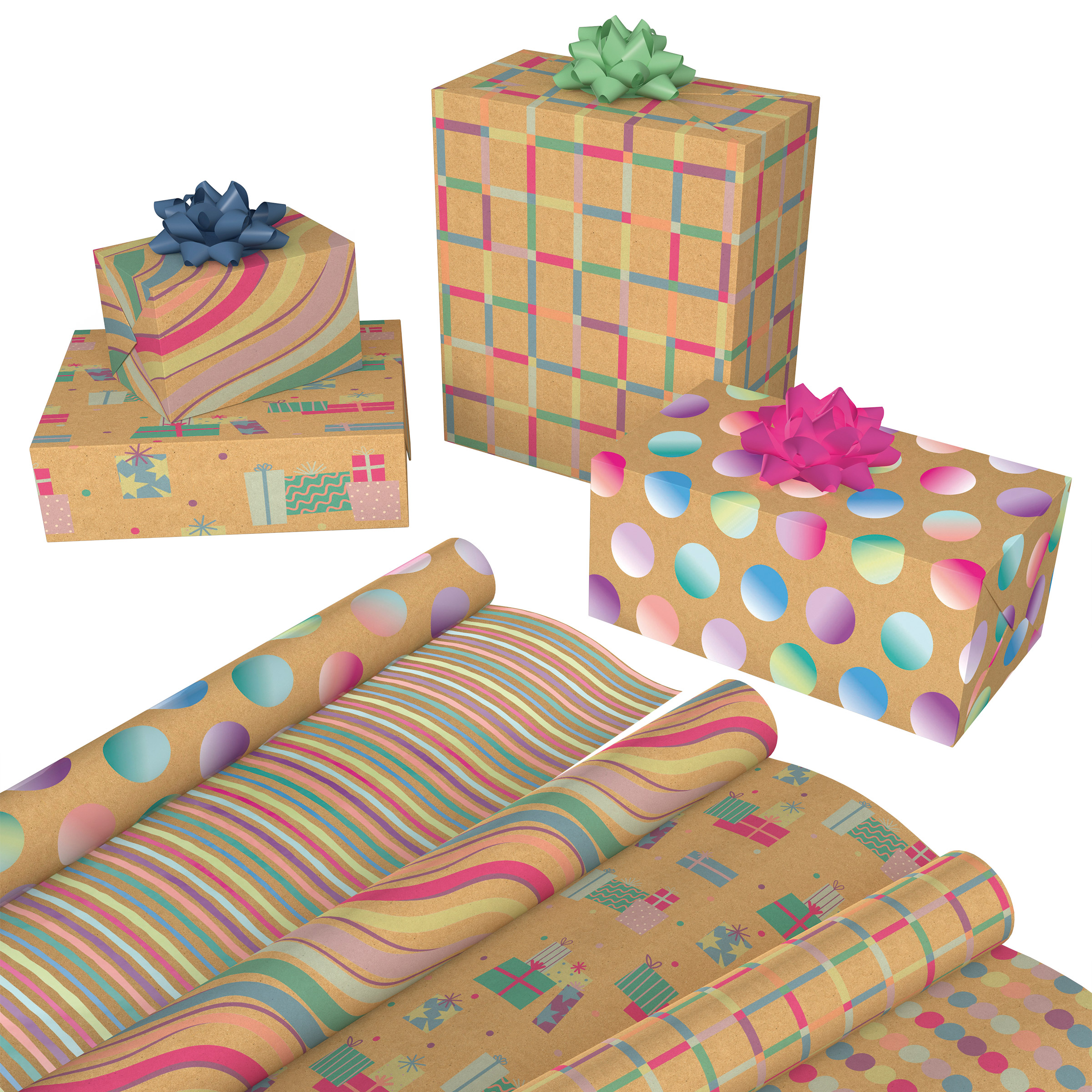 Kirkland Signature Double Sided Everyday Gift Wrap, 6-Rolls, 540 sq. ft. Total
