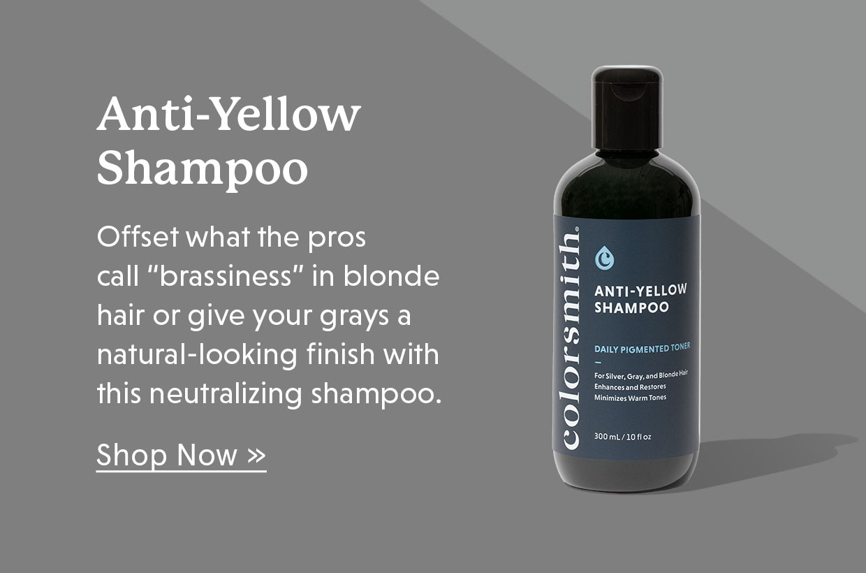 Anti-Yellow Shampoo | Offset what the pros call “brassiness” in blonde hair or give your grays a natural-looking finish with this neutralizing shampoo.  Shop Now >>