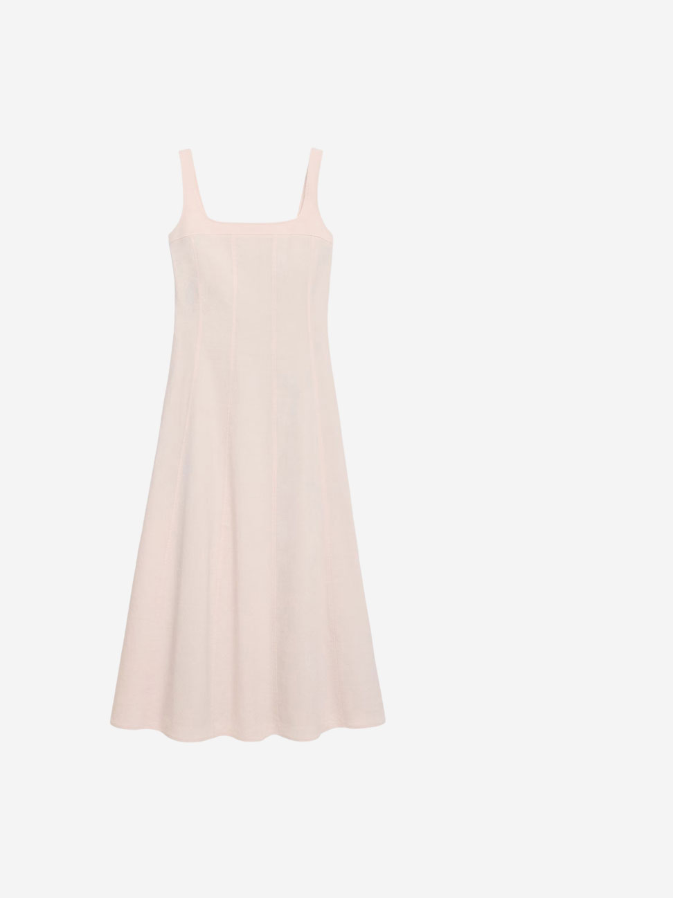 Seamed Square Neck Dress in Good Linen