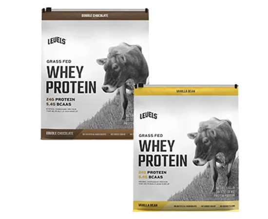 Levels Grass Fed Whey Protein, Double Chocolate or Vanilla, 5.64 lbs