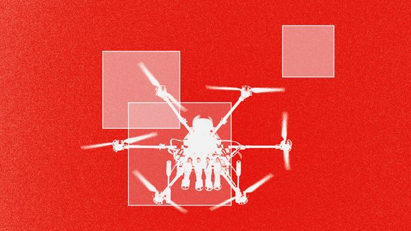Drone with UI overlay squares