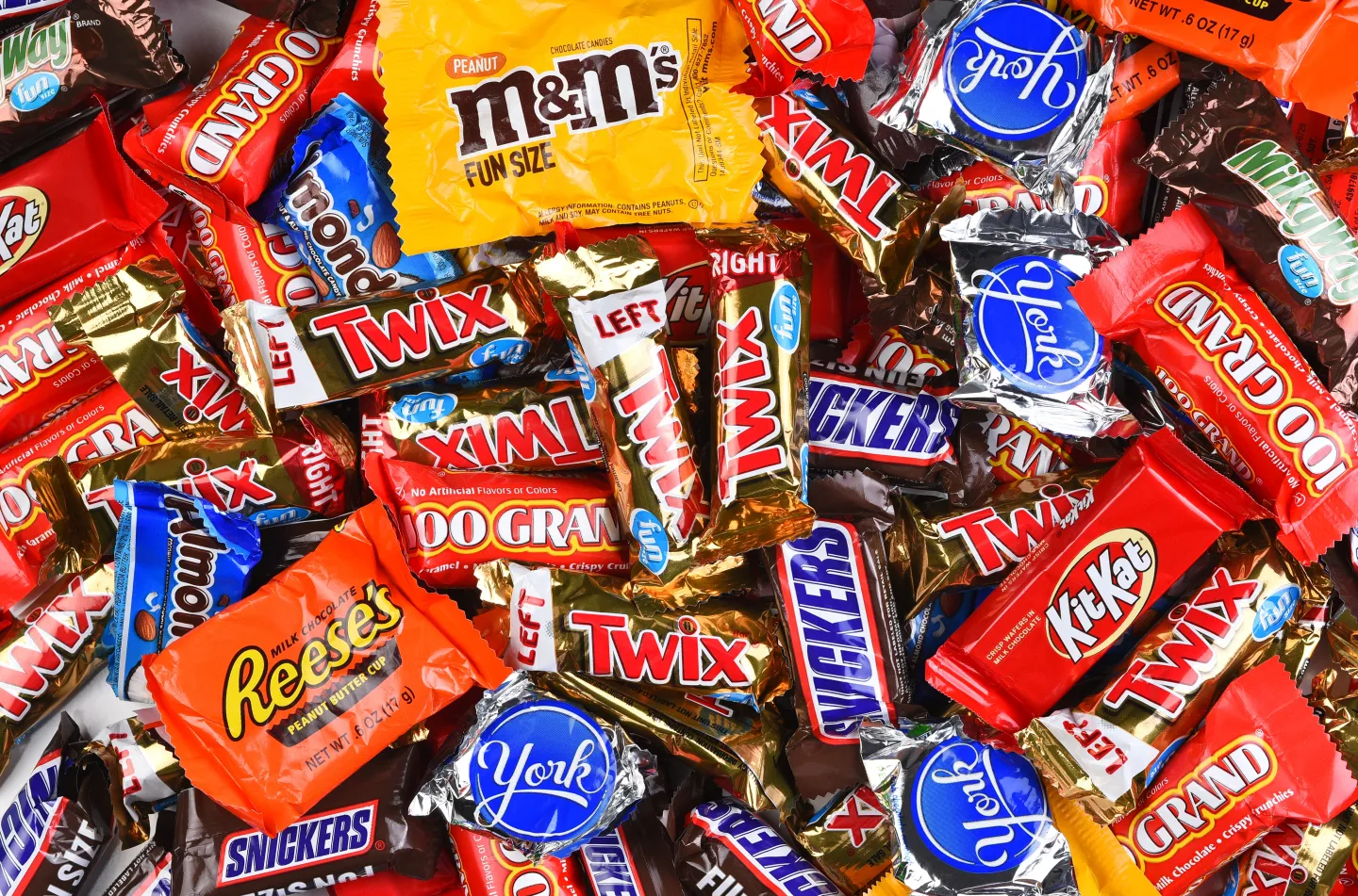 a pile of Halloween candy