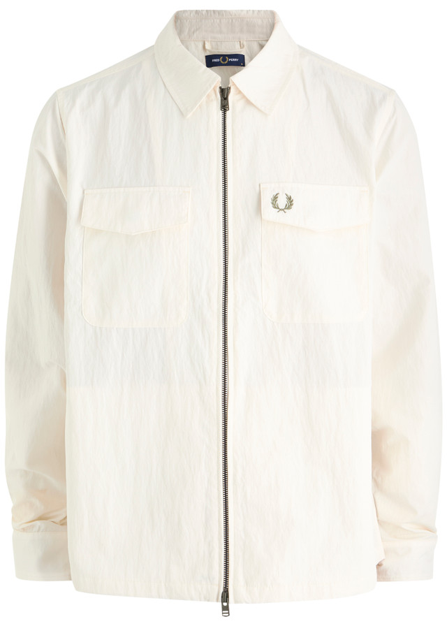 FRED PERRY Logo-embroidered crinkled shell overshirt