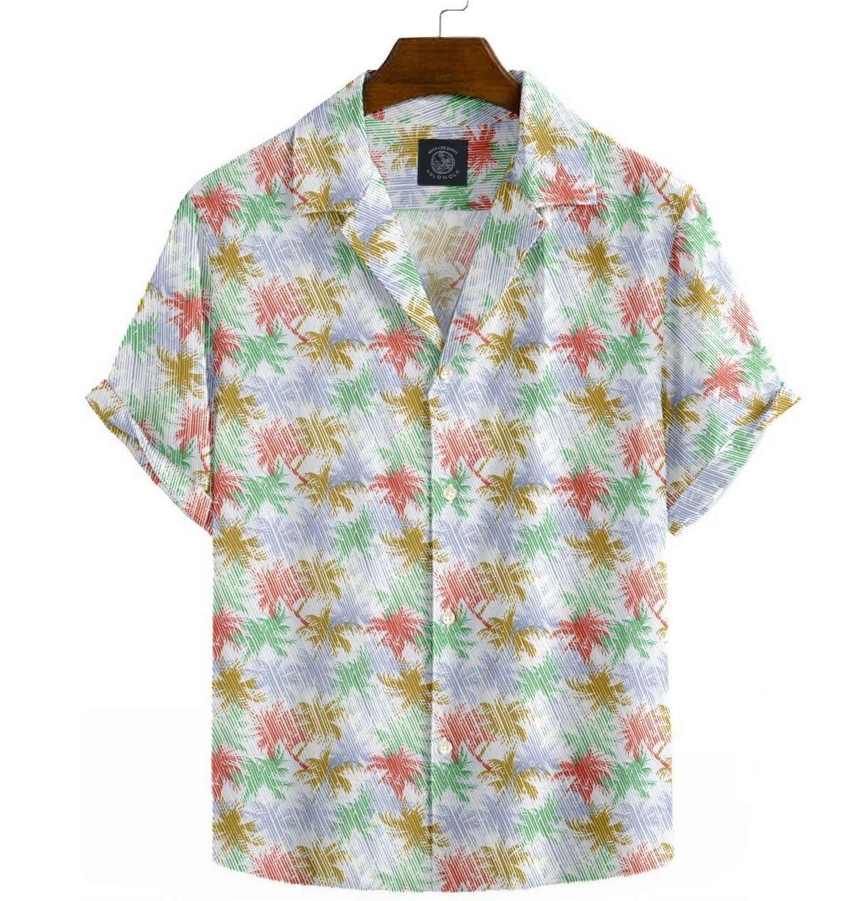 Image of Cotton - Camp Collar Shirt - Palm Trees