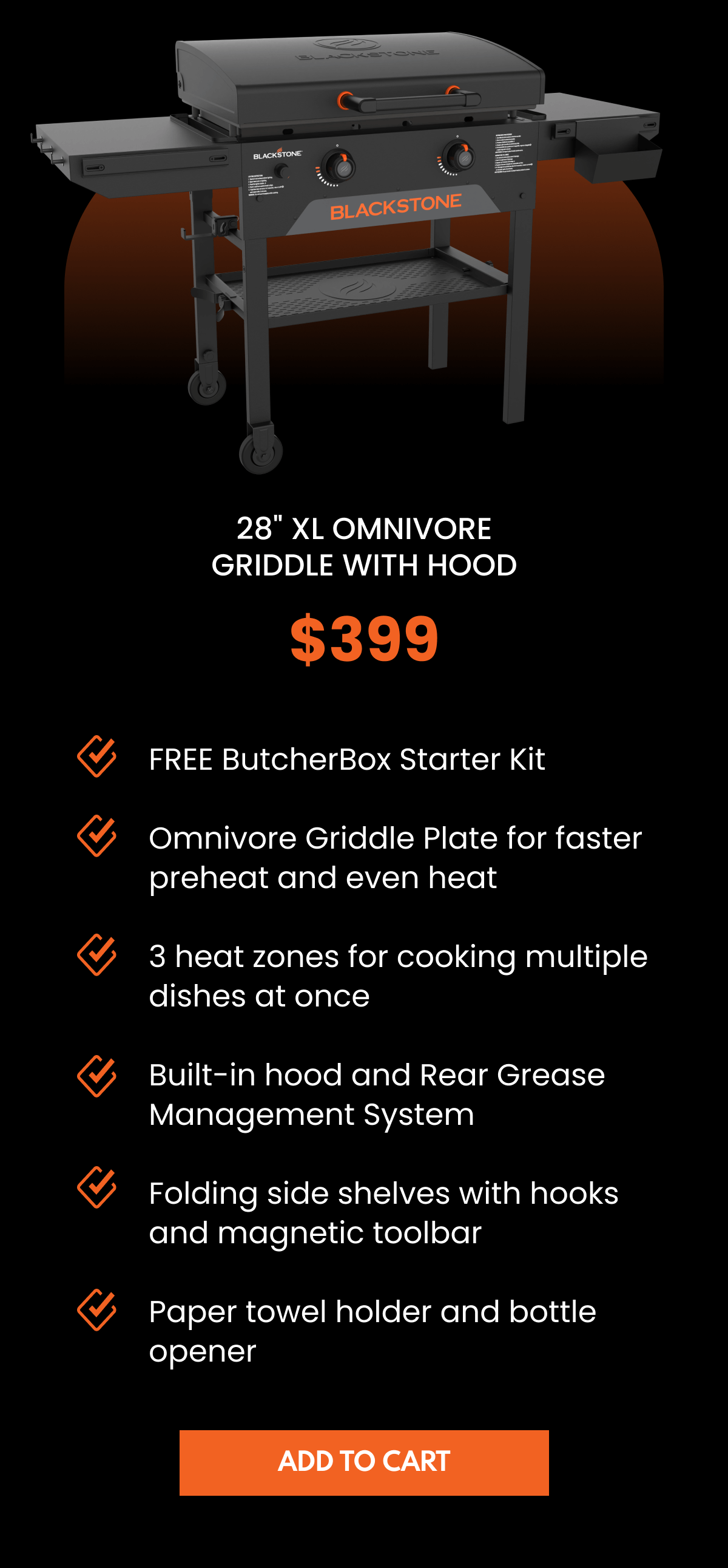28" XL Omnivore Griddle With Hood