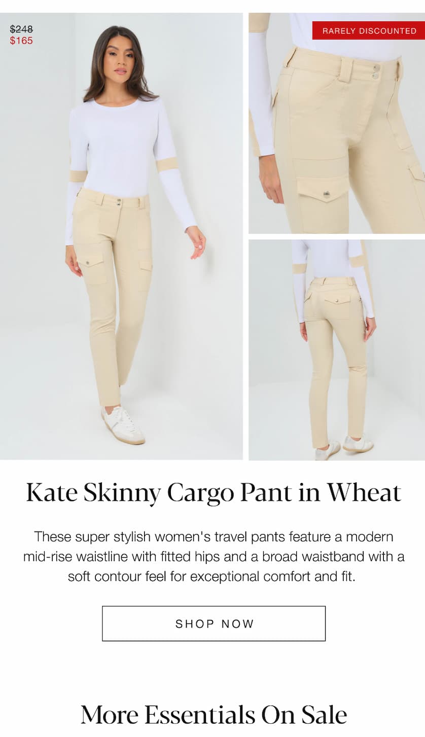 Kate Skinny Cargo Pant in Wheat