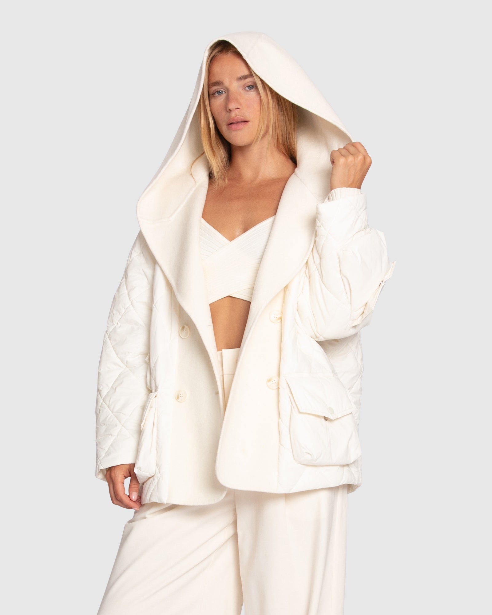 Image of Only You Quilted Utility Jacket - White