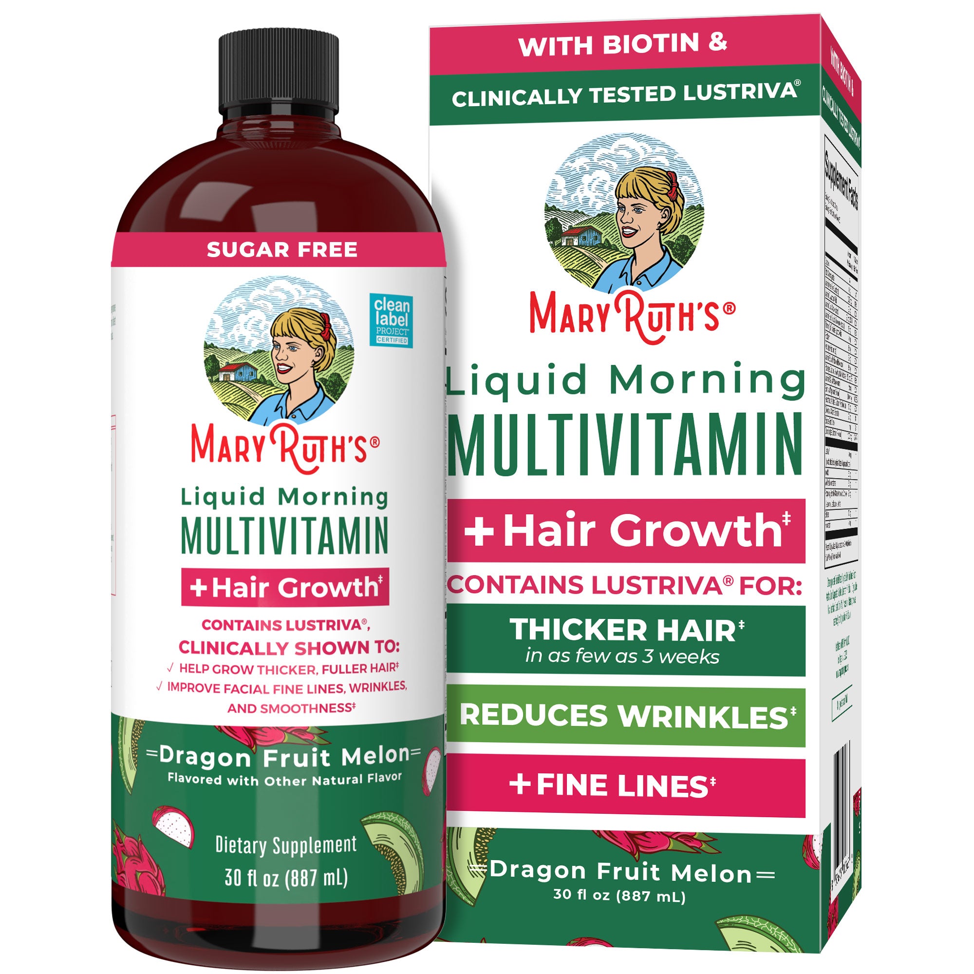 Image of Liquid Morning Multivitamin + Hair Growth (Dragon Fruit Melon)