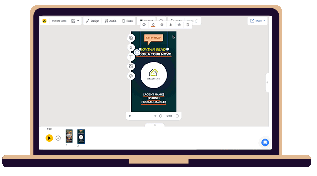 GIF showing how to use timeline in Animoto
