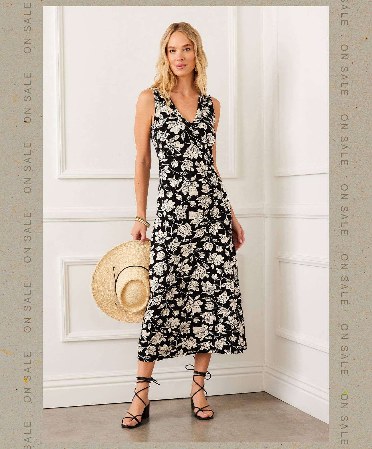 Sleeveless V-Neck Midi Dress