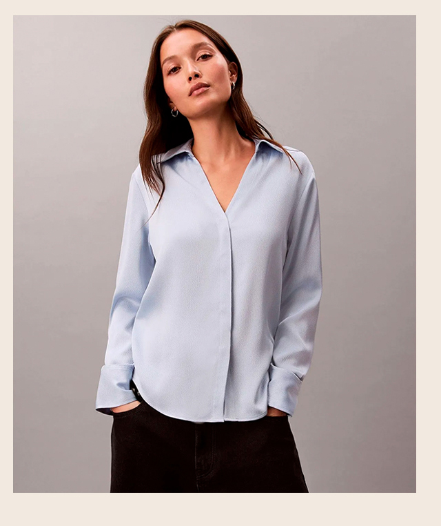 Camisa Calvin Klein Regular Fit Mujer Azul