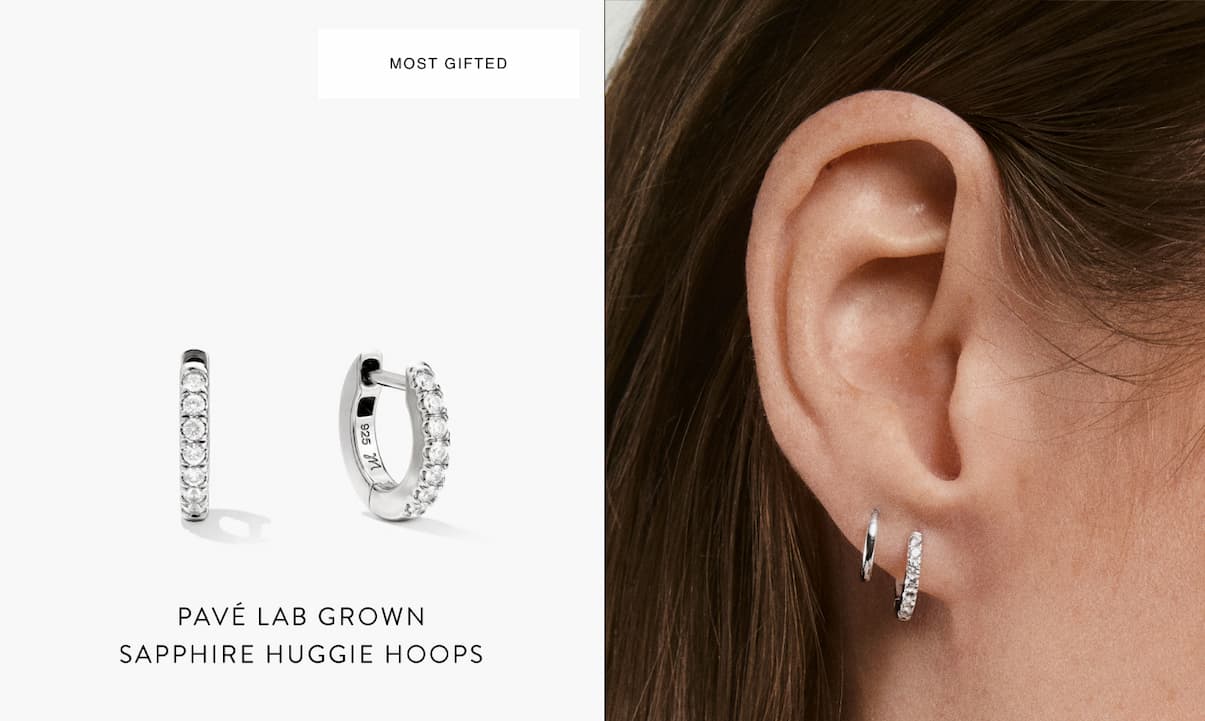 Pavé Lab Grown Sapphire Huggie Hoops.