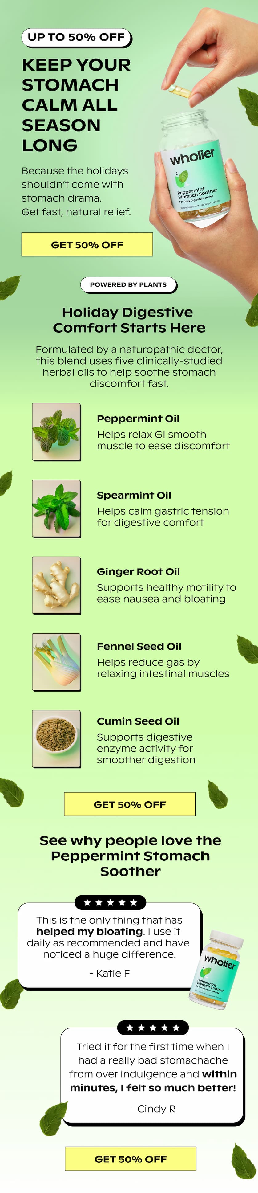 Because the holidays shouldn’t come with stomach drama. Get fast, natural relief.