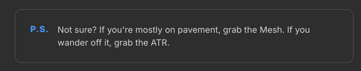 Mesh for pavement, ATR when off it