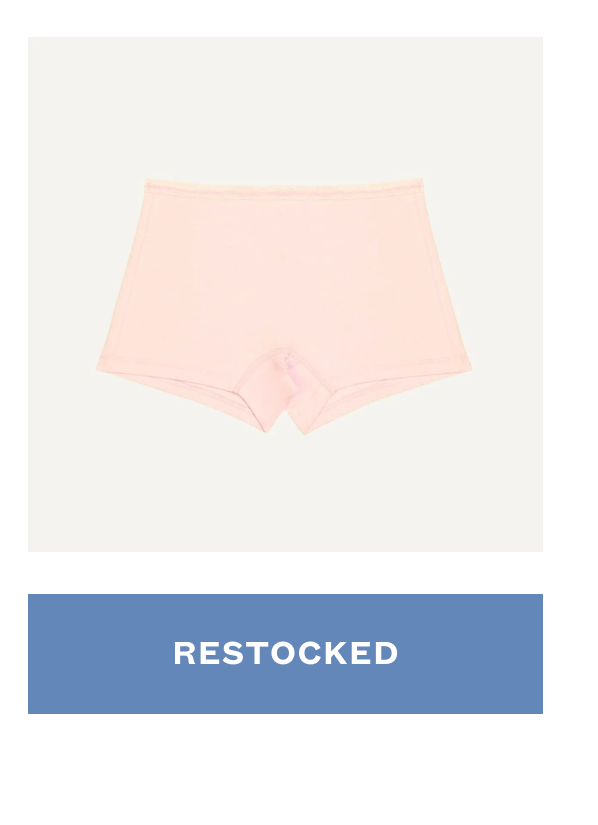 Light pink organic cotton boyshort underwear product image with “Trending Style” label.