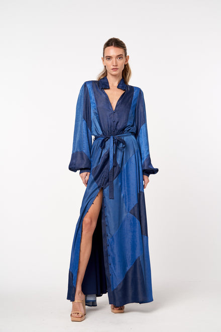 Evita Patchwork Long Sleeve Dress