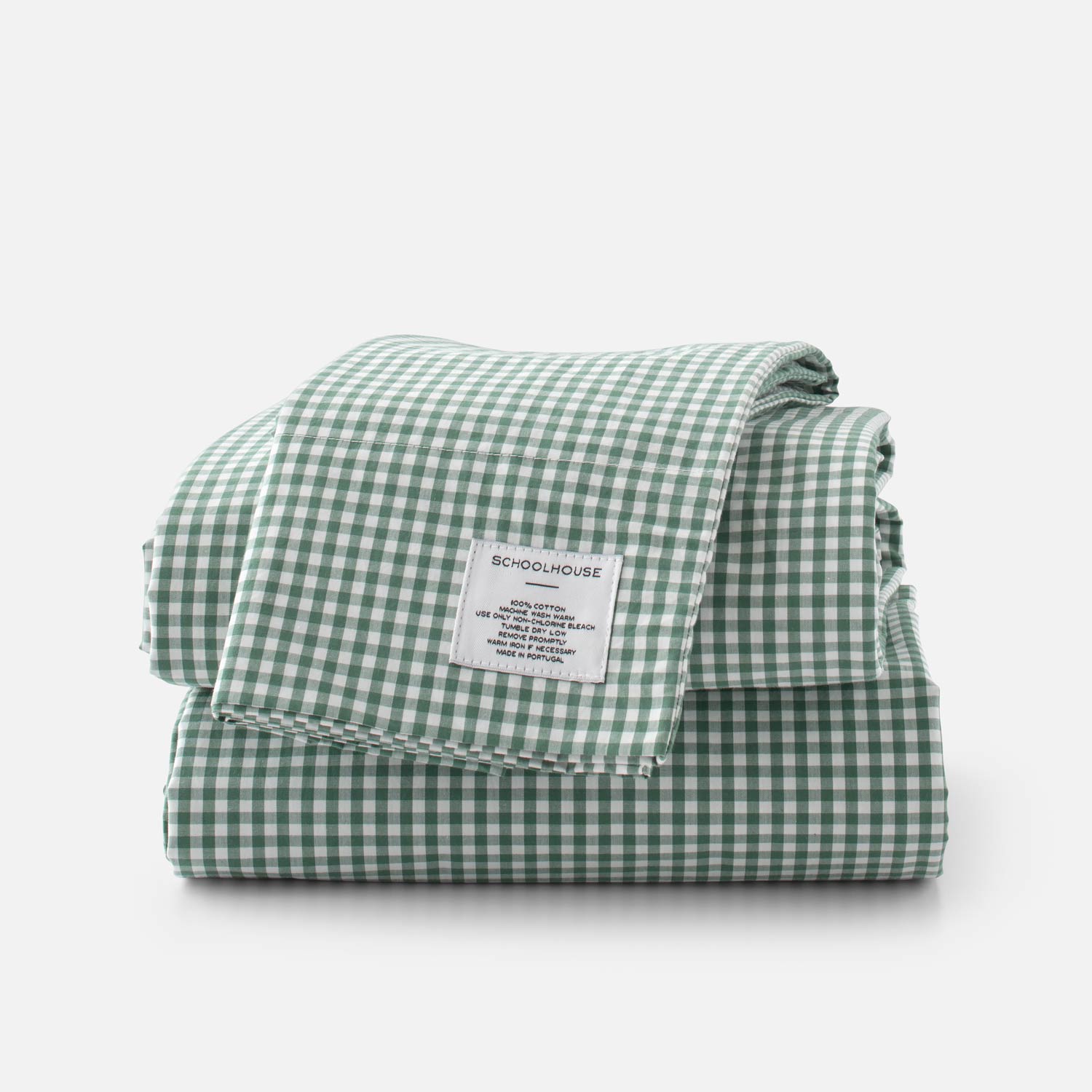 Image of Gingham Percale Sheet Set