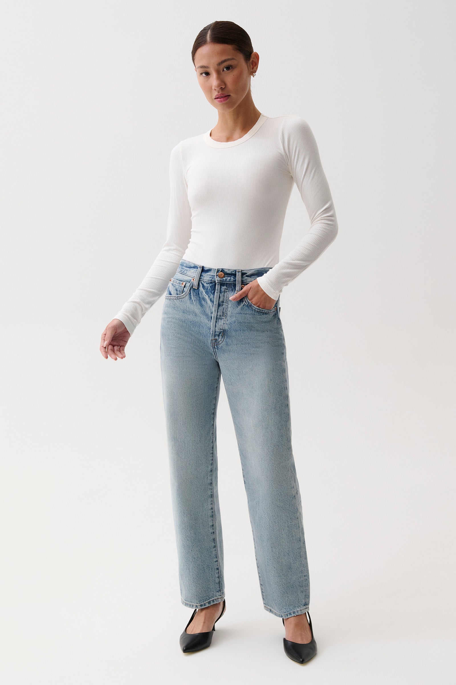 Image of PETITE Cassie Super High Rise Straight Jean - Bramble
