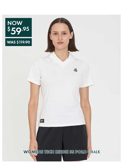 WOMENS TECH BIRDIE SS POLO CHALK