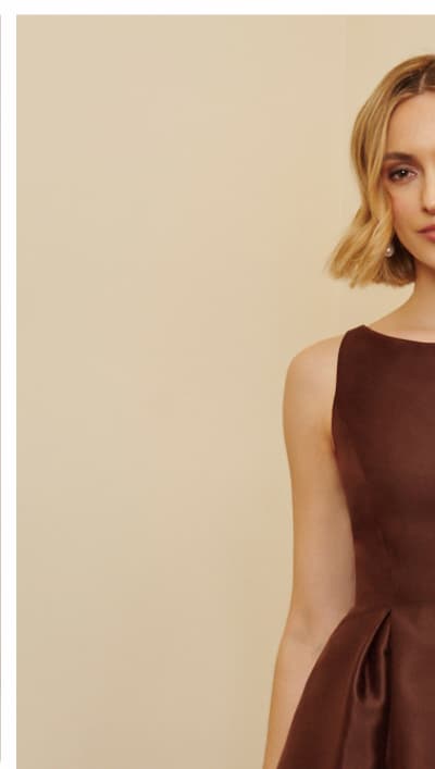 Sleeveless Mikado Fit And Flare Midi Dress With V-Back In Espresso