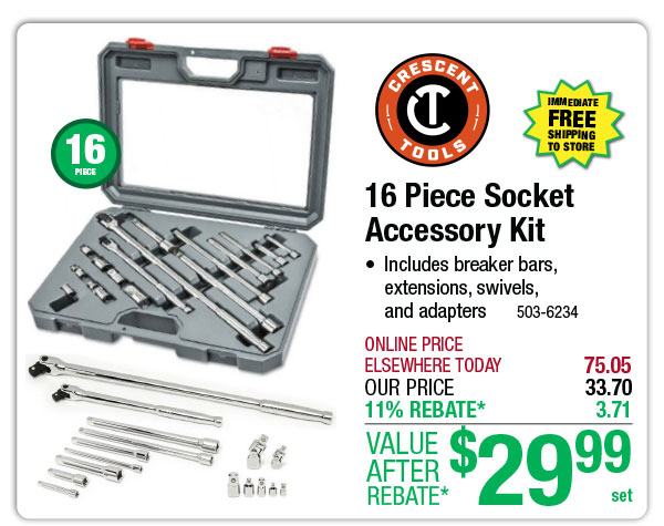 16 Piece Socket Accessory Kit - ONLY $29.99 After Rebate*!