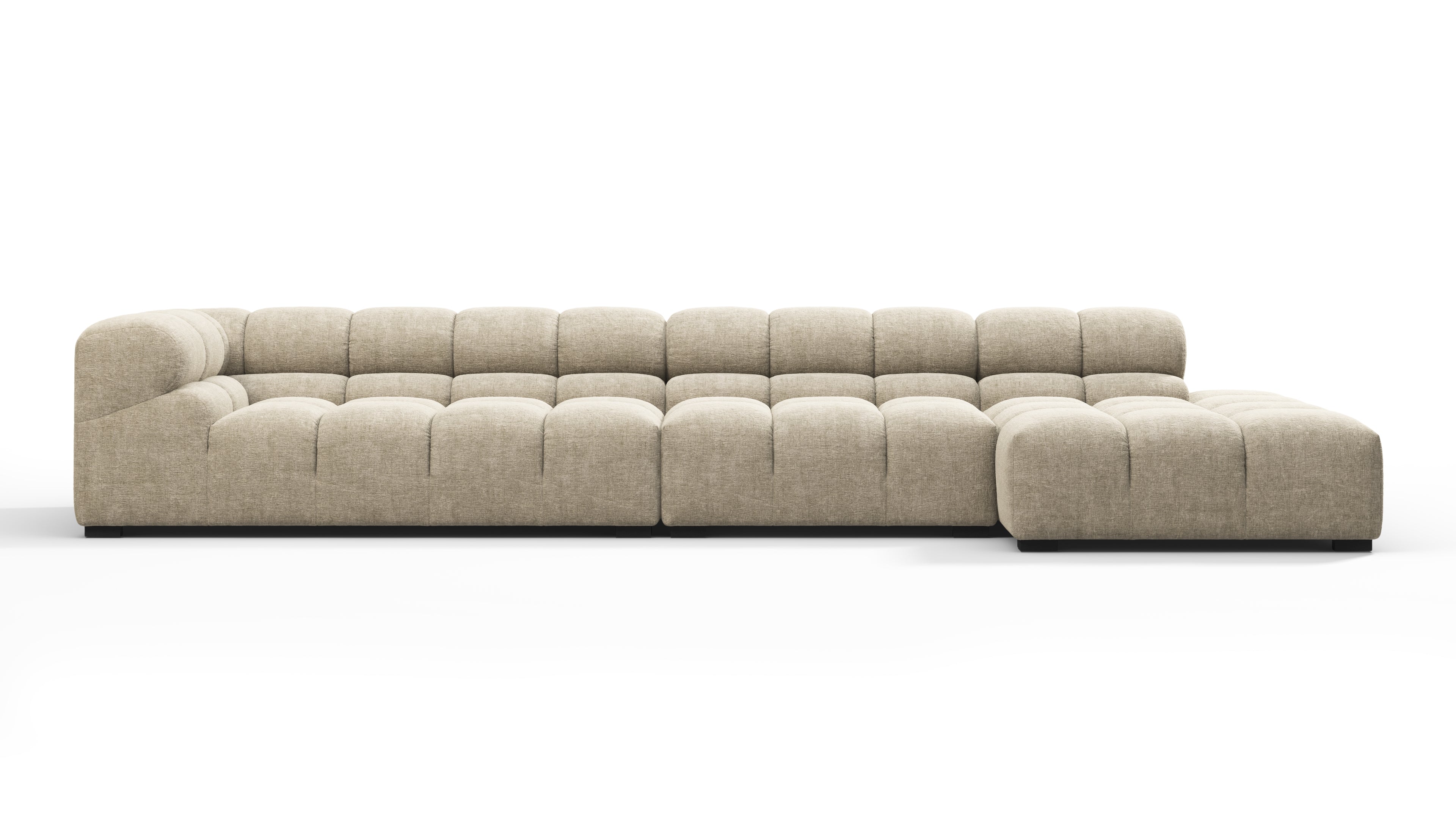 Image of Tufty - Tufty Sectional, Large, Right Chaise, Beige Gray Chenille