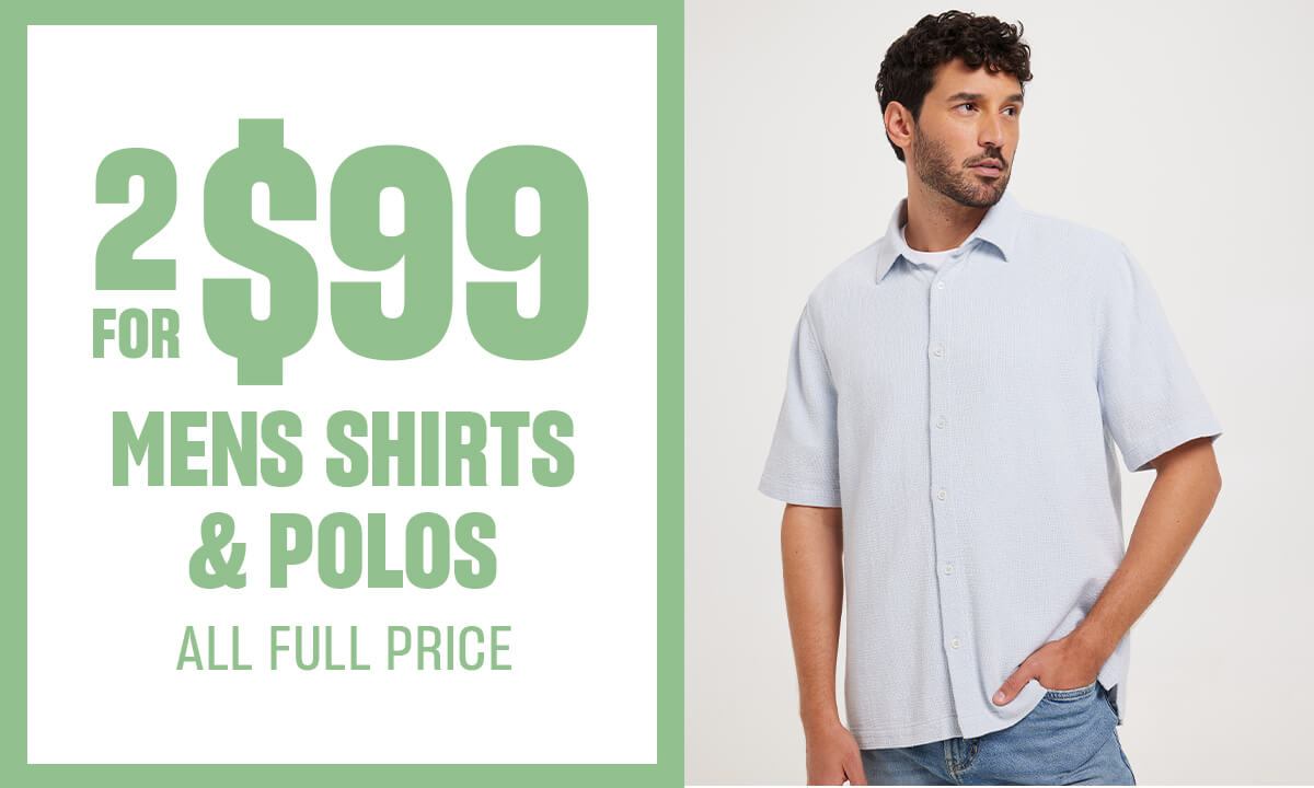 2 For $99 Mens Polos & Shirts