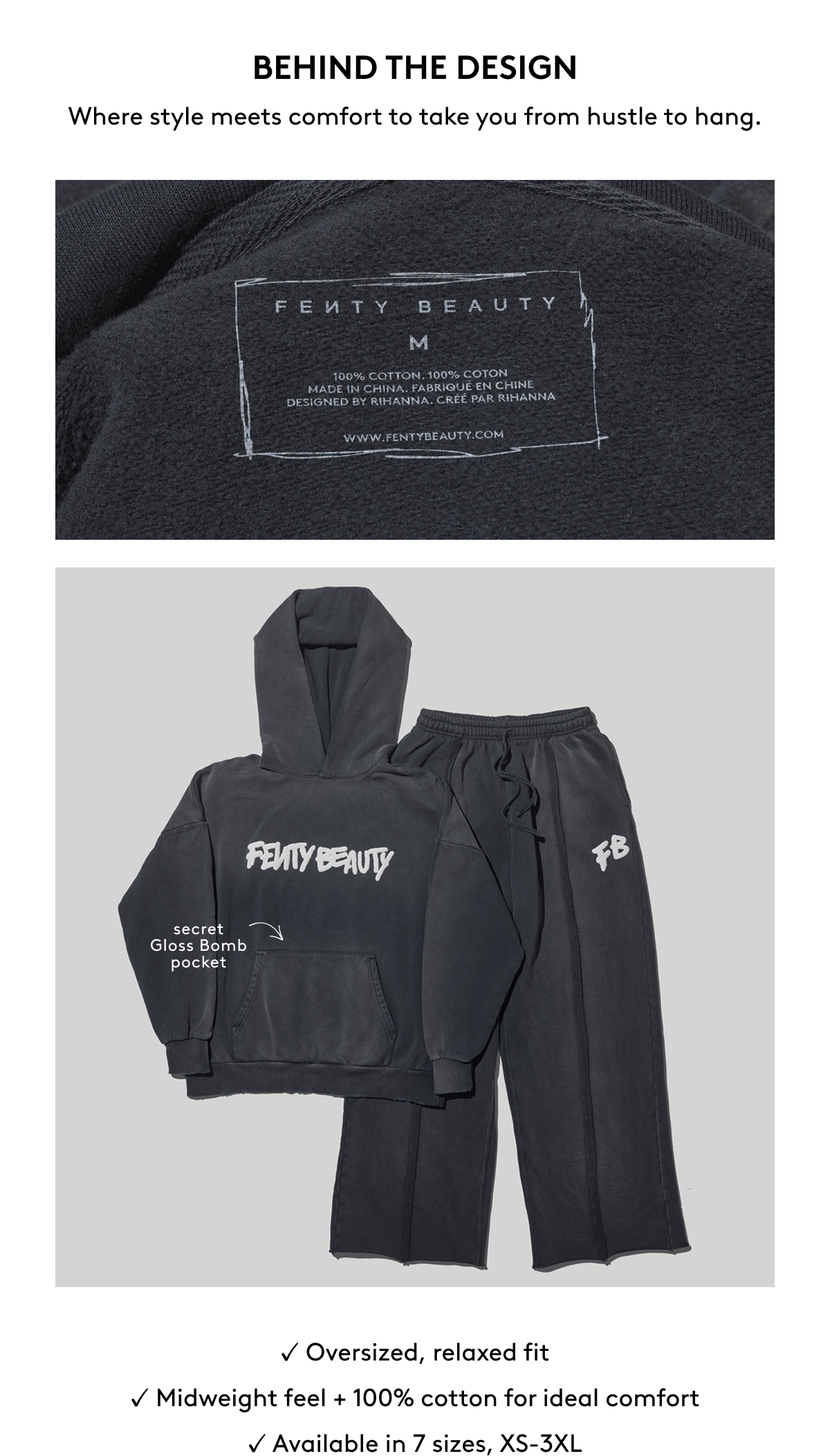 BEHIND THE DESIGN Where style meets comfort to take you from hustle to hang. -Oversized, relaxed fit -Midweight feel + 100% cotton for ideal comfort Available in 7 sizes, XS-3XL