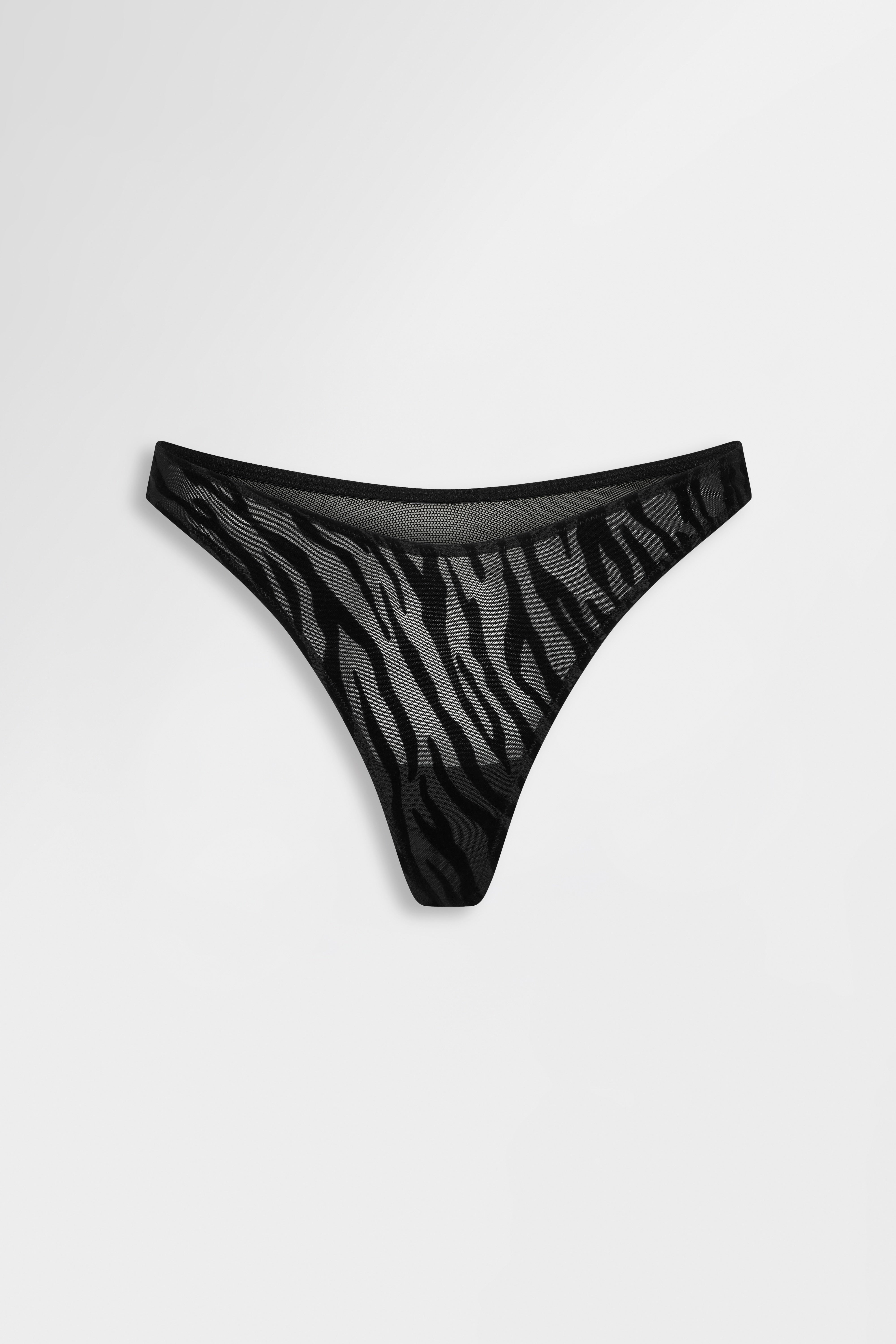 Image of The Nieve Zebra Mesh Thong Black