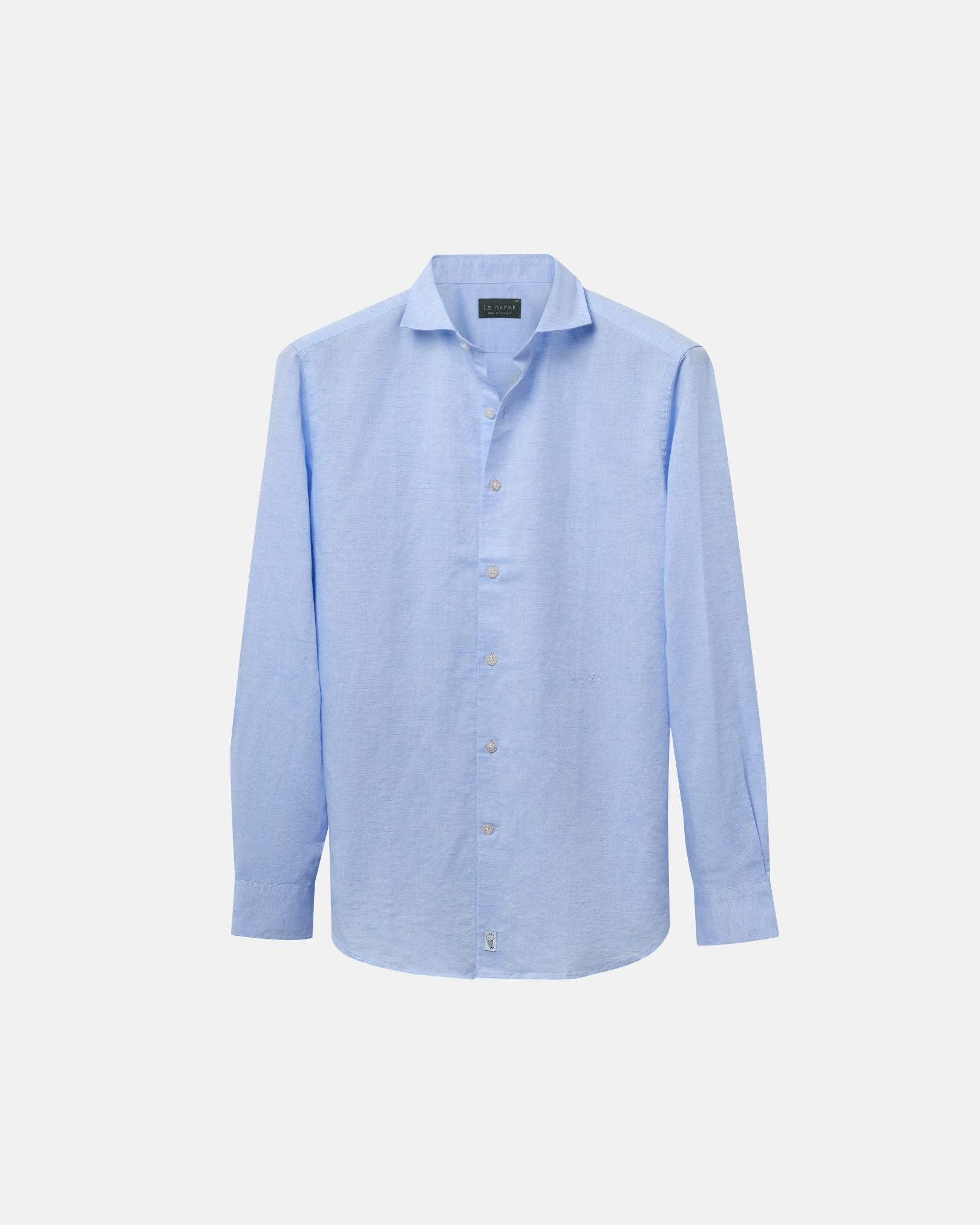 Image of Classic Light Blue Linen-Blend Shirt