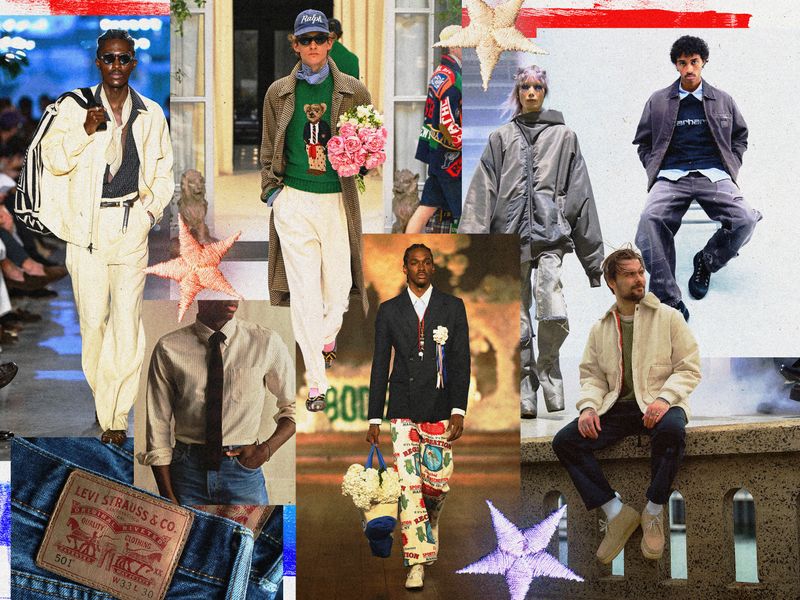 Collage of several American fashion brands