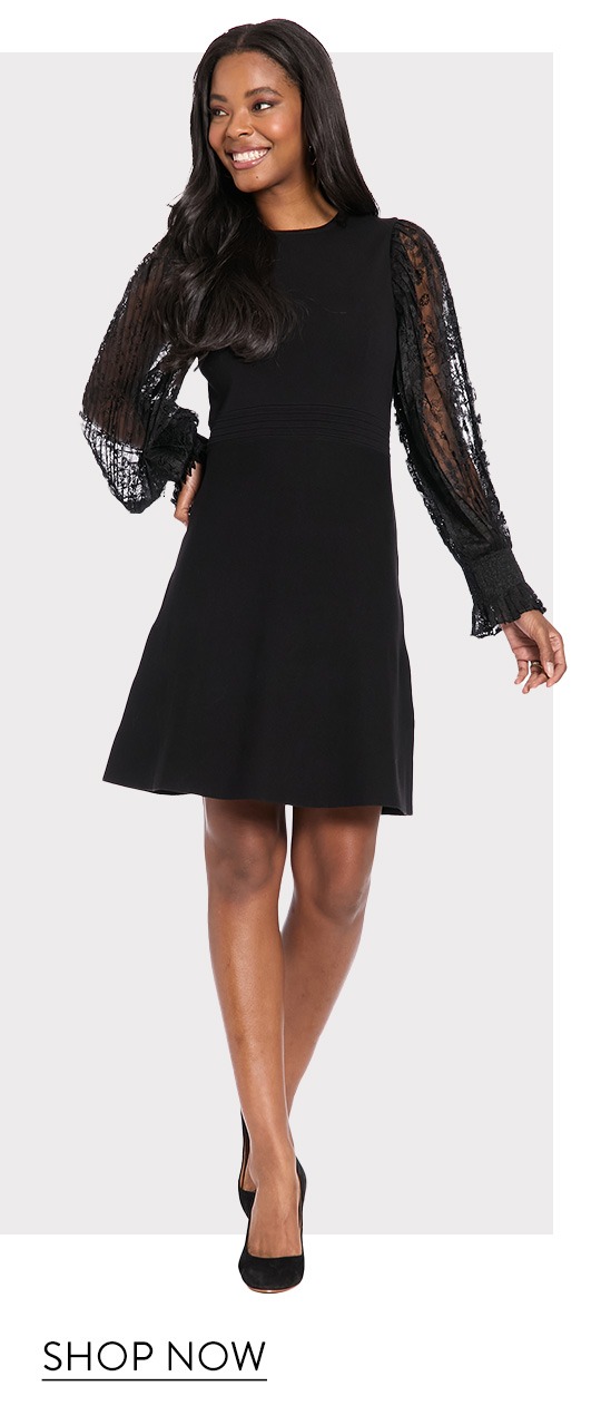 Dodie Sweater Dress with Lace Bishop Sleeves By London Times