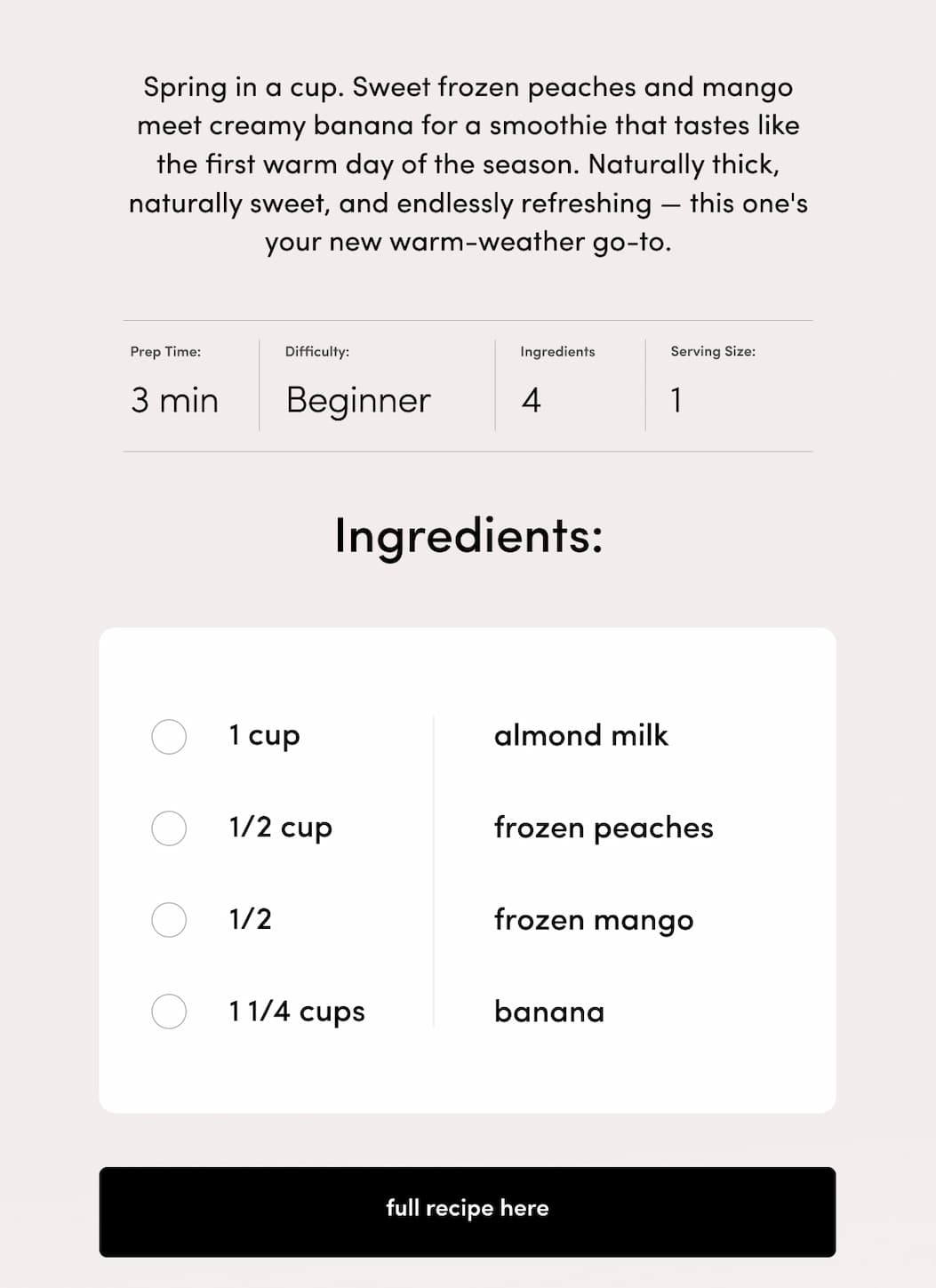 Peachy Mango Spring Smoothie 