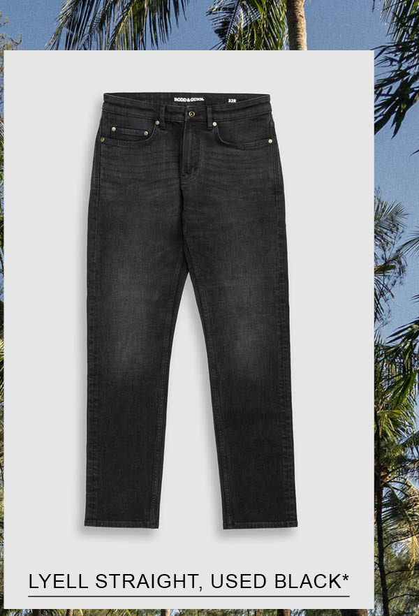 Shop Lyell Straight Italian Denim, Used Black online and instore at Rodd & Gunn
