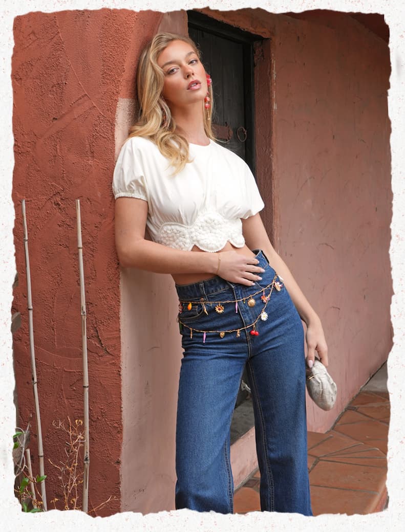 Freya Crochet Detail Short Sleeves Crop Top