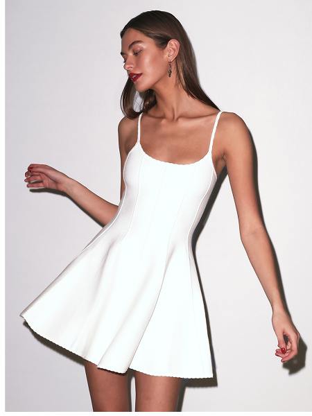 Flared Corset Dress In Ivory