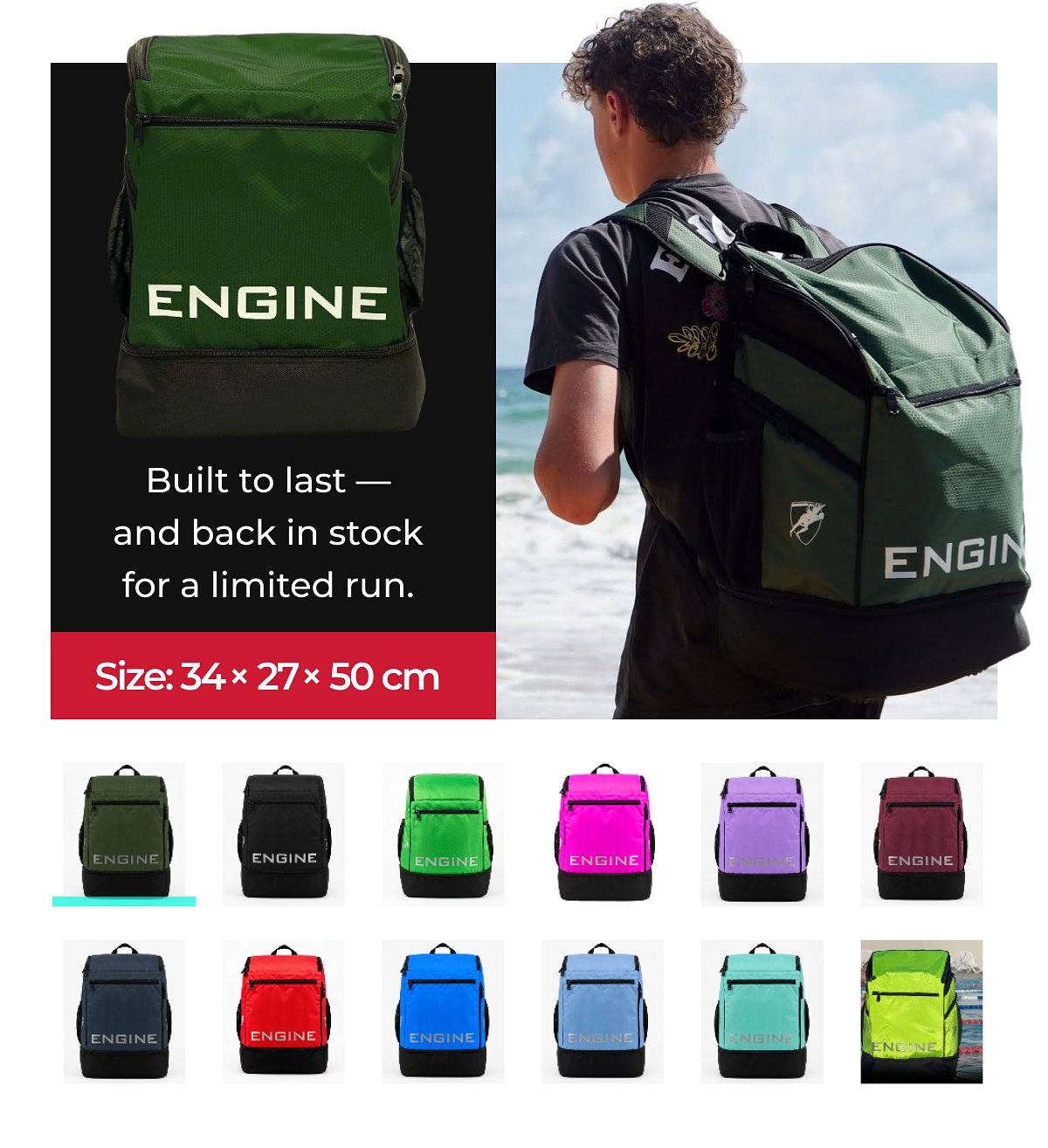 Built to last — and back in stock for a limited run. Size: 34 × 27 × 50 cm