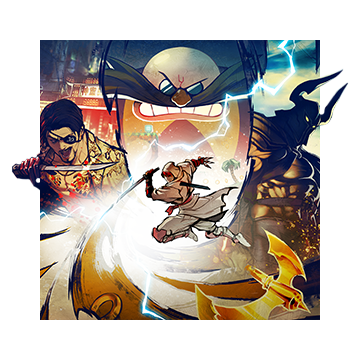 Key art for SHINOBI: Art of Vengeance showcasing the iconic villains Majima, Dr. Eggman, and Death Adder.