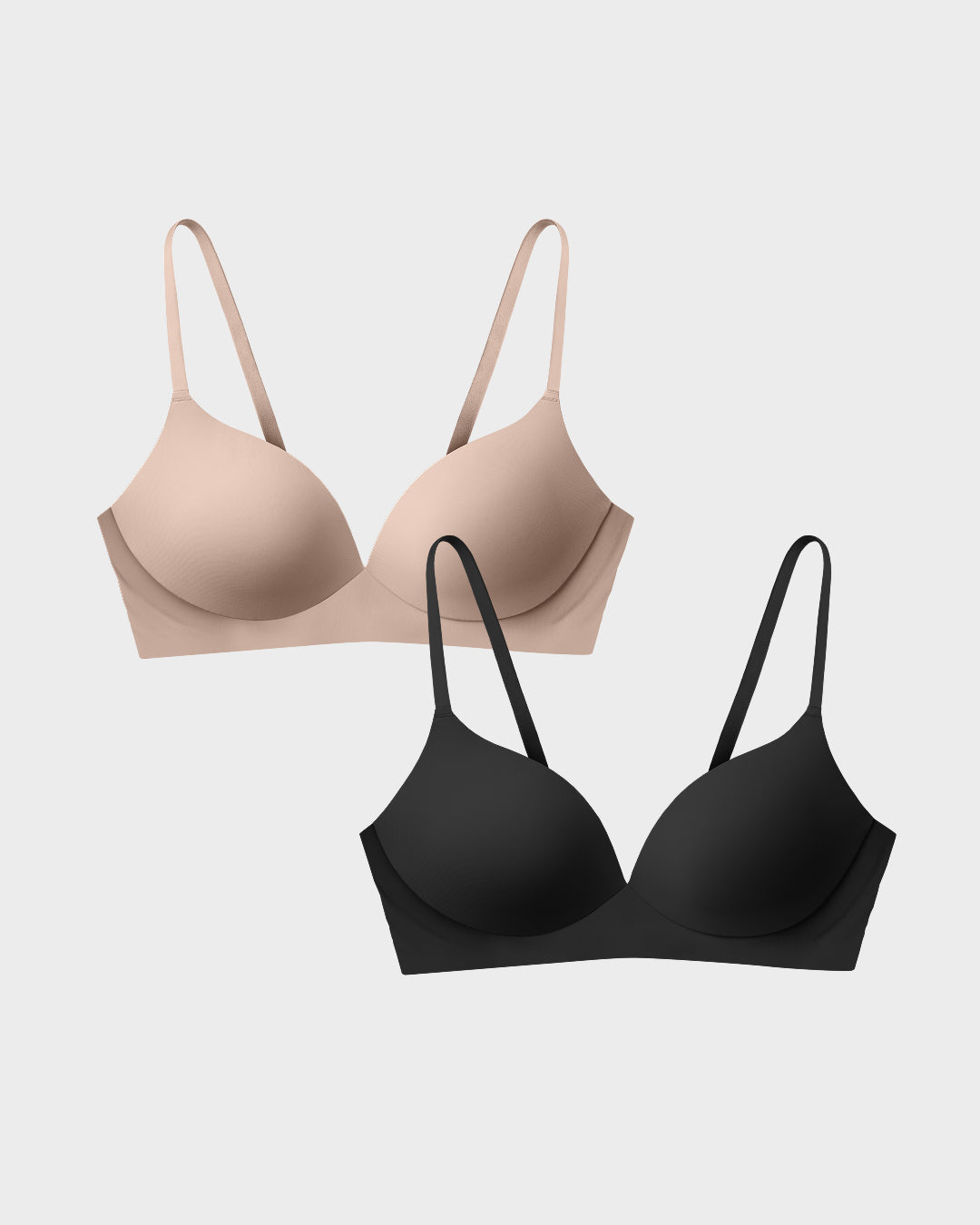 Image of Nude and Black Pain Free T-Shirt Bra Bundle
