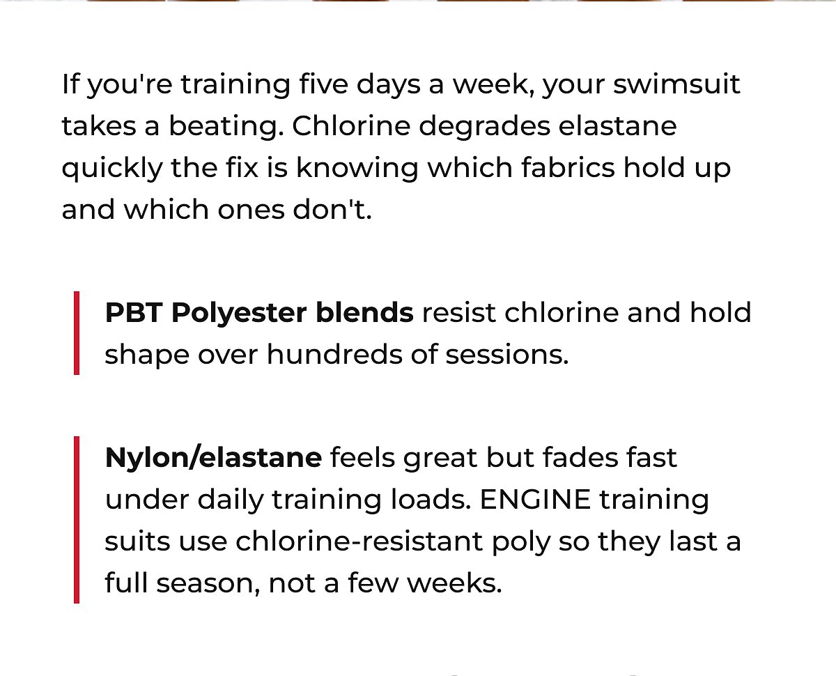 If you're training five days a week, your swimsuit takes a beating. Chlorine degrades elastane quickly the fix is knowing which fabrics hold up and…