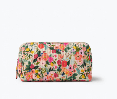 Quilted Large Cosmetic Pouch - Garden Party