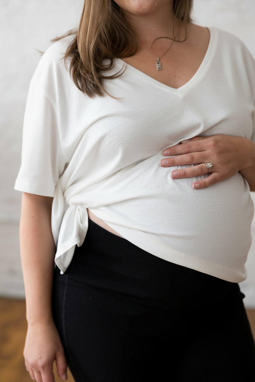 an image of a woman with a white shirt and black pants