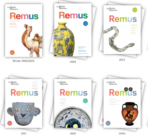 Collection of Remus magazines against white background.