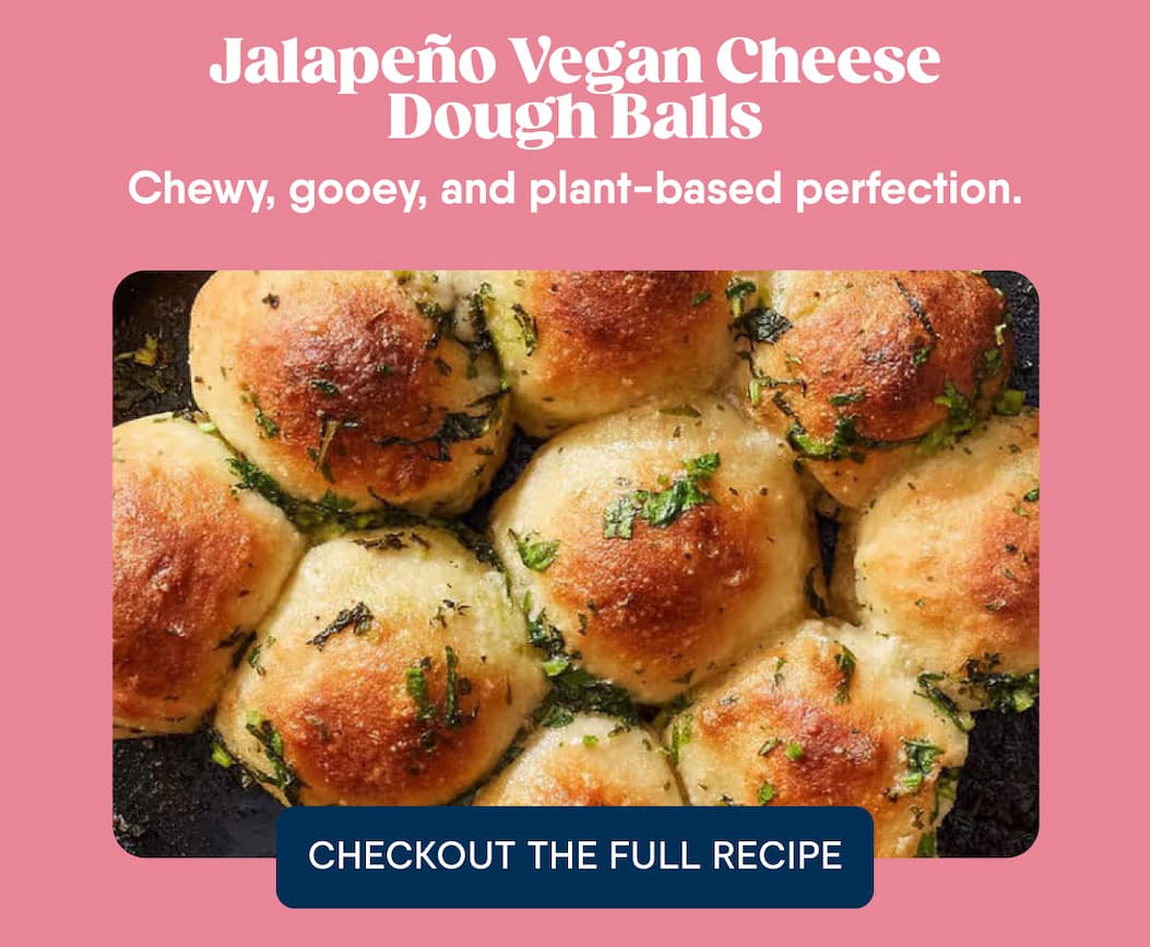 Jalapeño Vegan Cheese Dough Balls. Chewy, Gooey, And Plant-Based Perfection. Checkout The Full Recipe