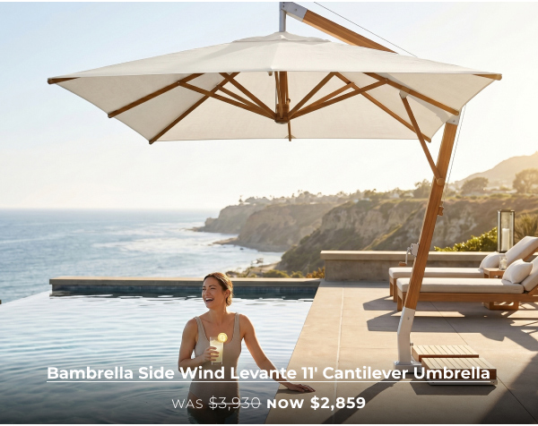 Bambrella Side Wind Levante 11 Square Bamboo Cantilever Patio Umbrella