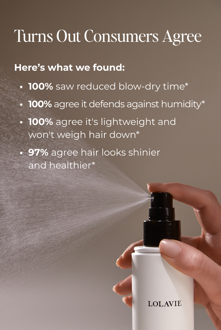 Turns Out Consumers Agree Here’s what we found: 100% saw reduced blow-dry time* 100% agree it defends against humidity* 100% agree it's lightweight and won't weigh hair down* 97% agree hair looks shinier and healthier*