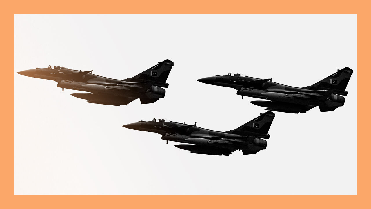 Pakistan Air Force J-10C fighter jets perform at a rehearsal ahead of Pakistan's national day parade in Islamabad