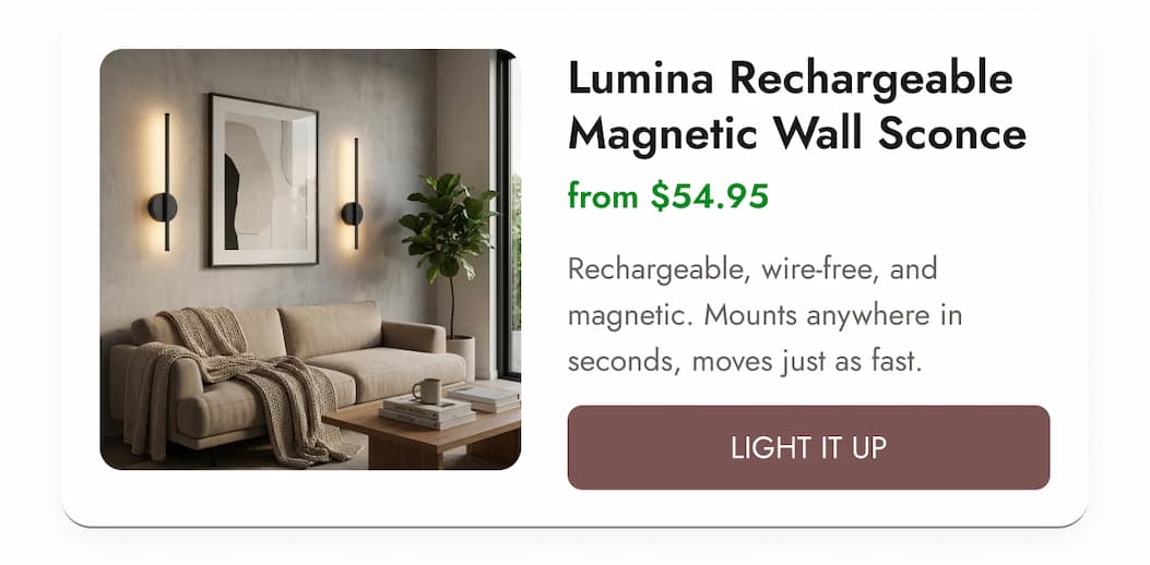 Lumina Rechargeable Magnetic Wall Sconce— from $54.95