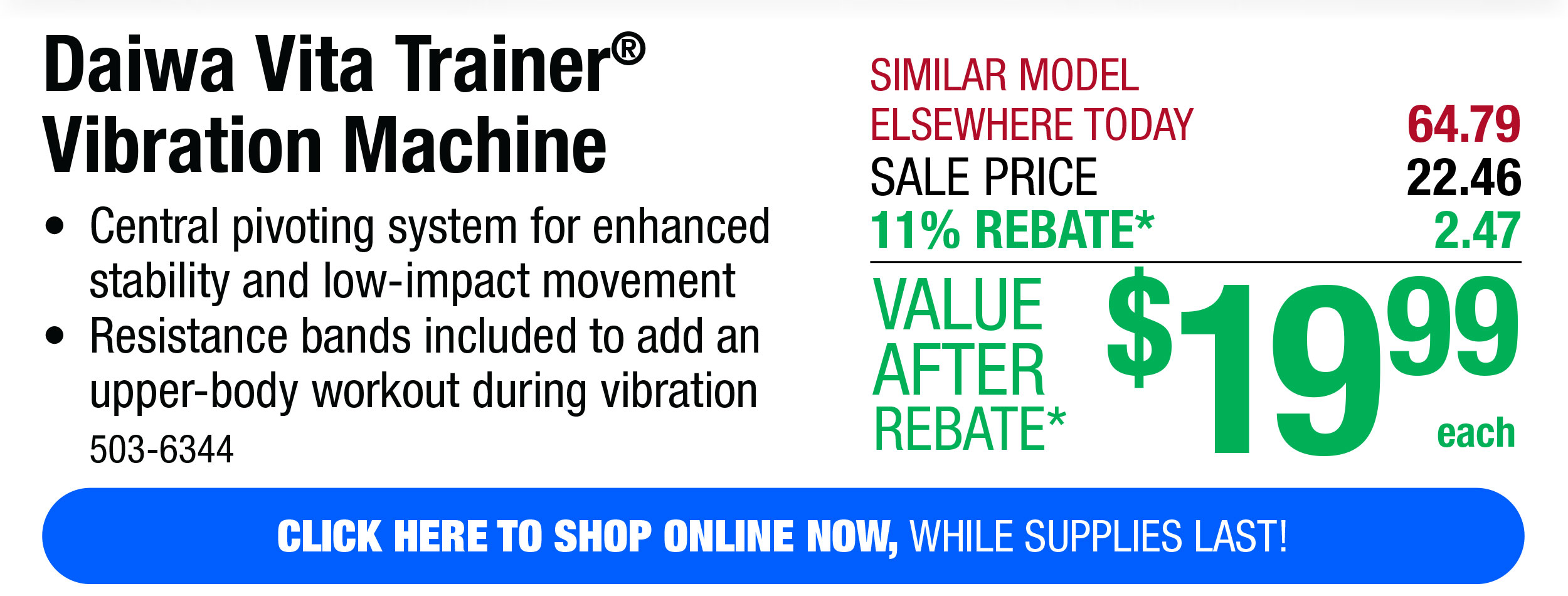 Daiwa Vita Trainer® Vibration Machine - Free Shipping To Store!